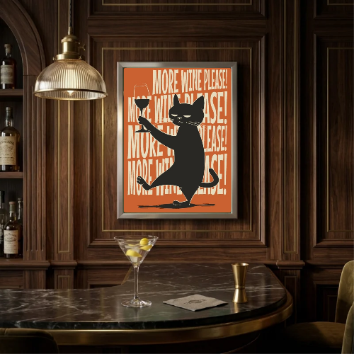 bar and restaurant decoration cat wine
