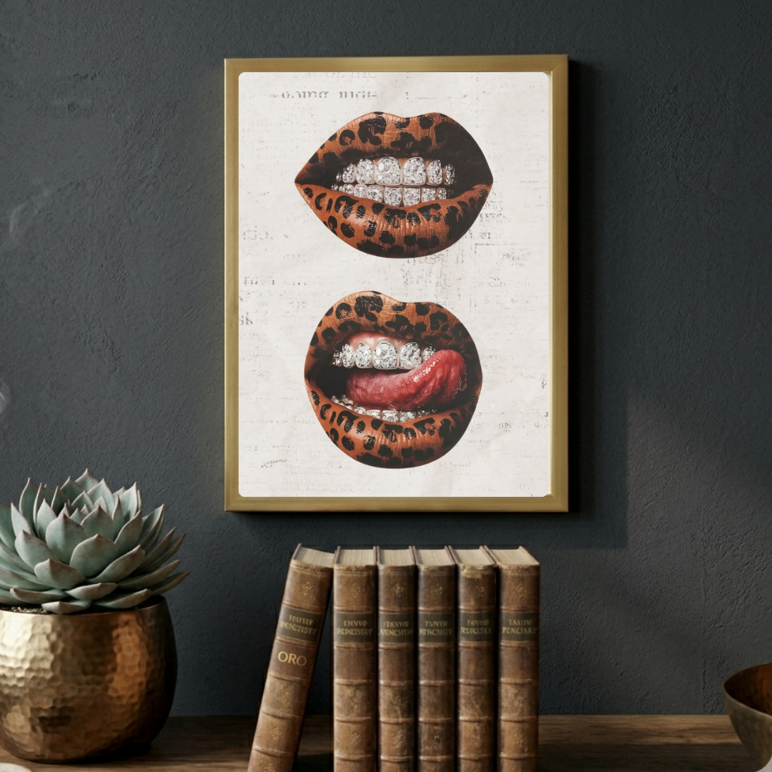 Home deco chic leopard mouth kiss