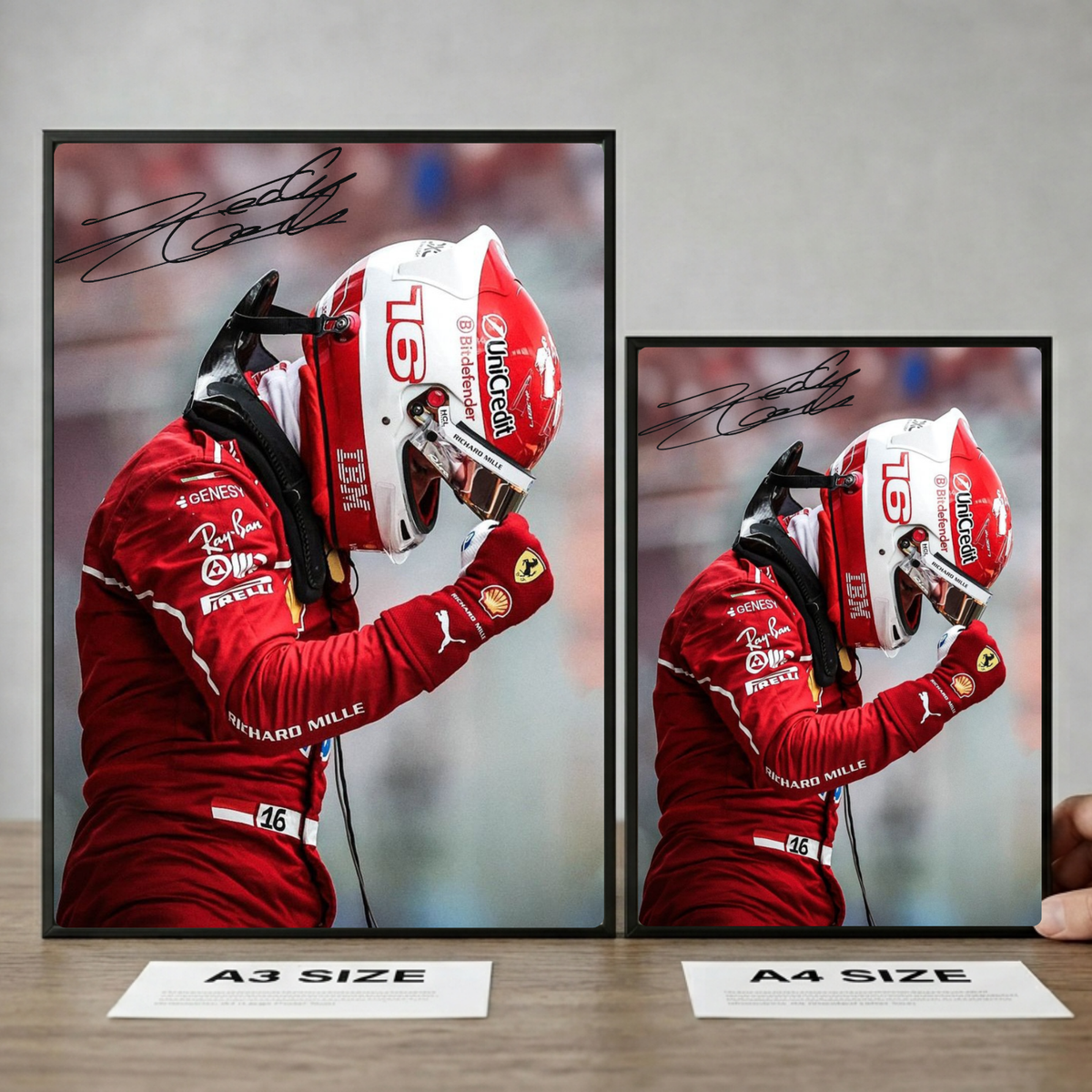 charles leclerc ferrari f1 poster with frame