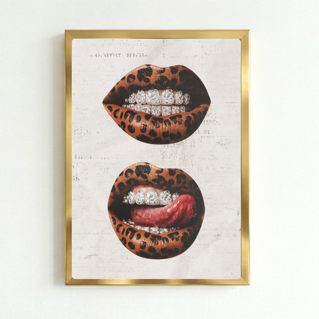 Home deco chic leopard mouth kiss