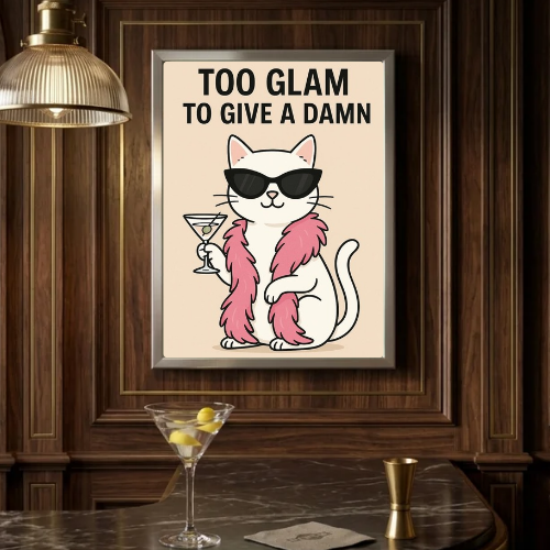 Iconic Chic Cat Girls Martini Poster