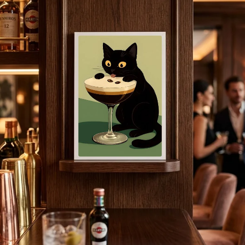 Iconic Chic Cat Martini Poster