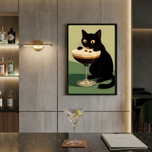 Iconic Chic Cat Martini Poster