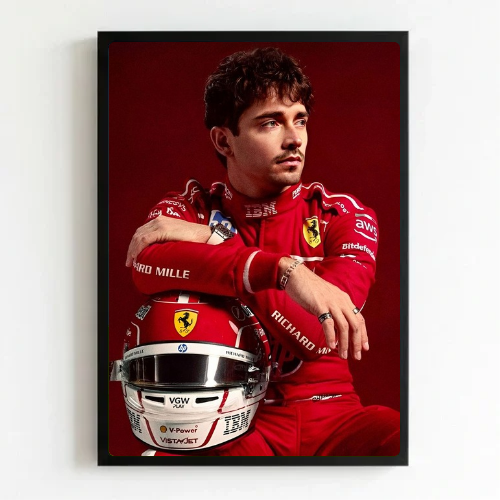 charles leclerc ferrari f1 poster with frame