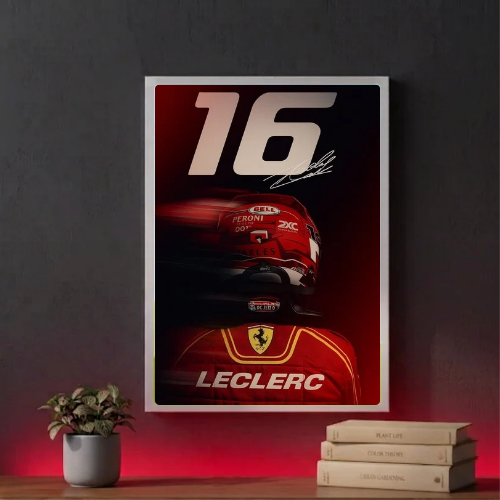 charles leclerc ferrari f1 poster with frame