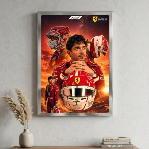 charles leclerc ferrari f1 poster with frame