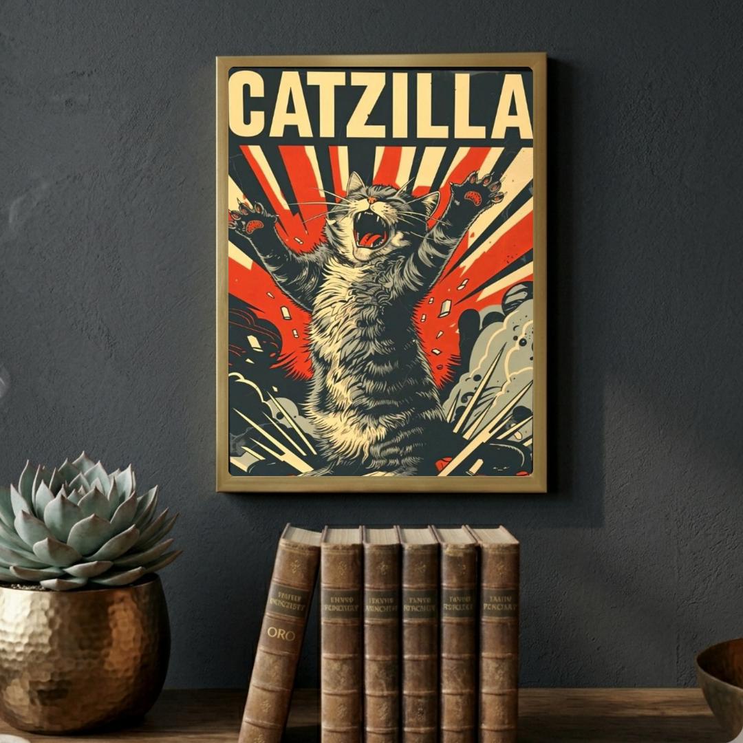 Cat poster with frame