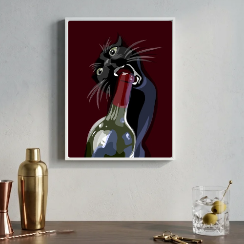 bar and restaurant decoration cat wine