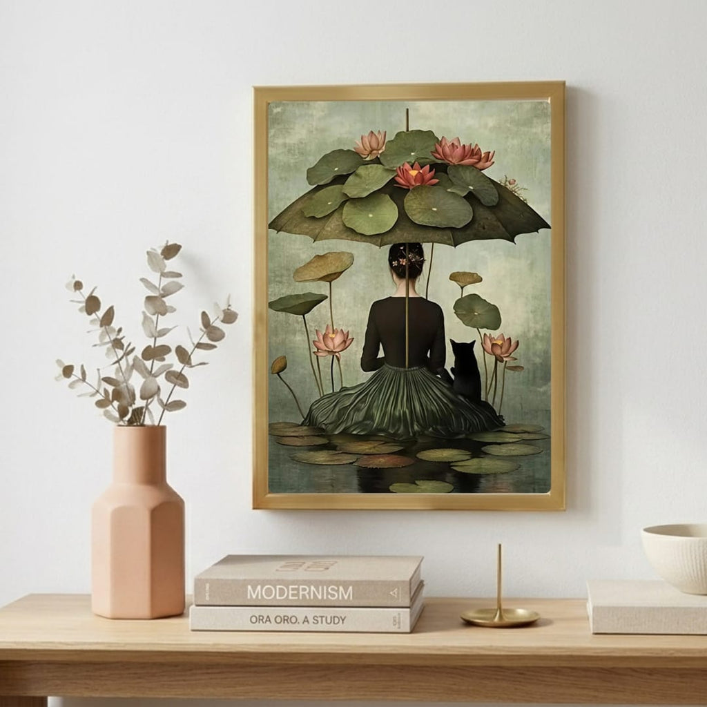 Girl flower cat house decor