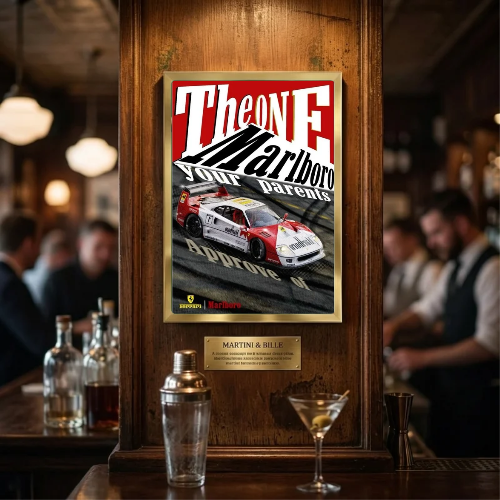 bar and restaurant decoration, Marlboro sigarette Ferrari F40 vintage car