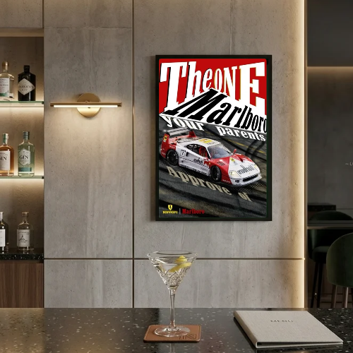 bar and restaurant decoration, Marlboro sigarette Ferrari F40 vintage car