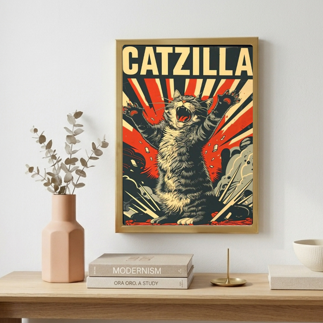 Cat poster with frame