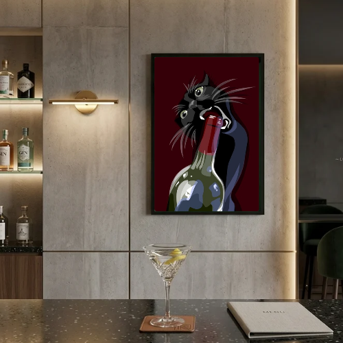 bar and restaurant decoration cat wine