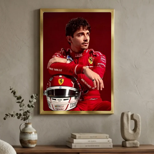 charles leclerc ferrari f1 poster with frame