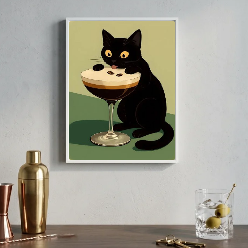 Iconic Chic Cat Martini Poster