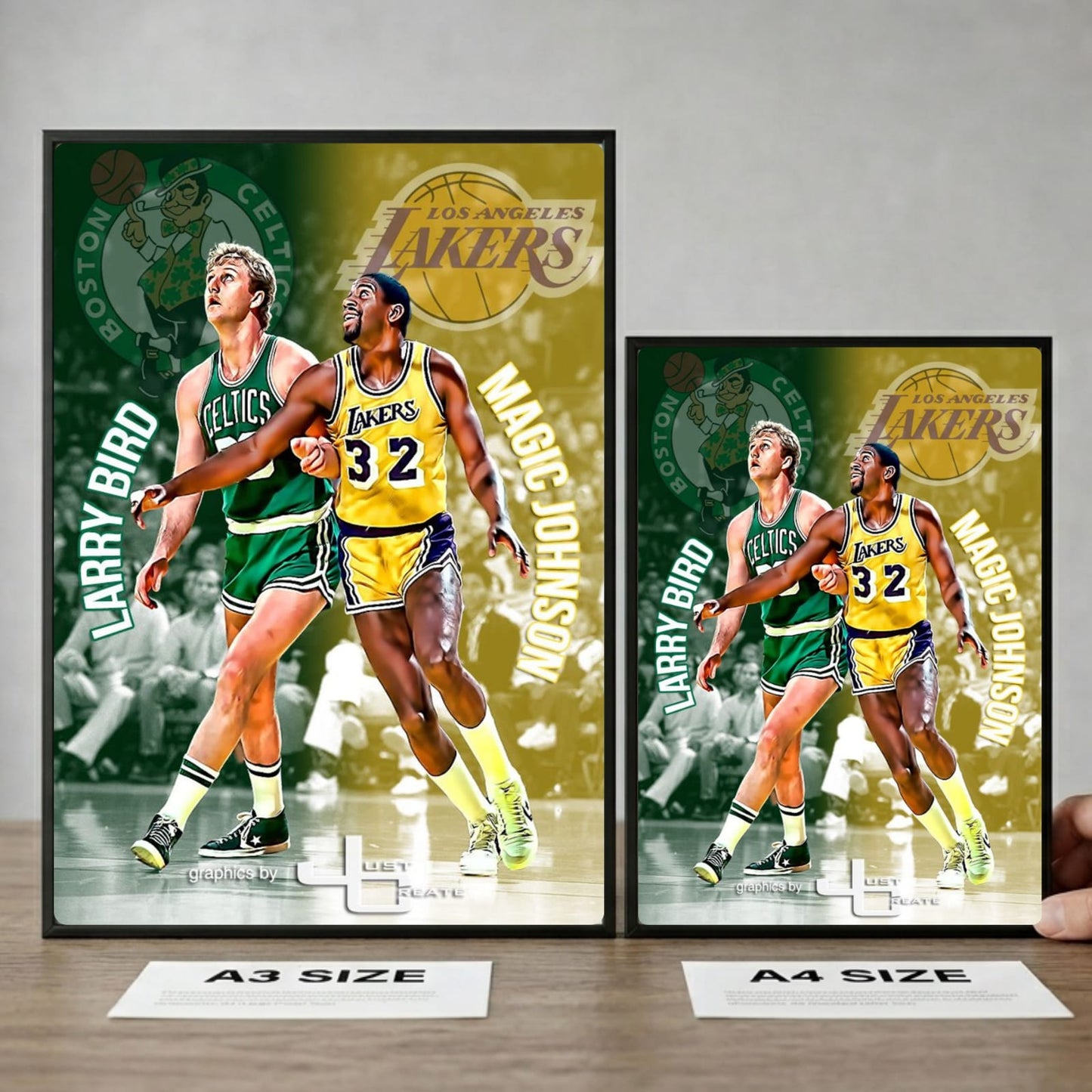 Larry Bird and Magic Johnson - Basket