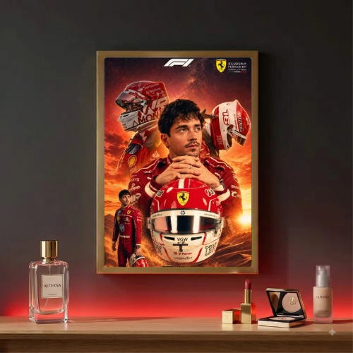 charles leclerc ferrari f1 poster with frame