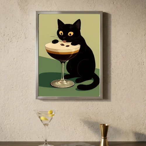 Iconic Chic Cat Martini Poster