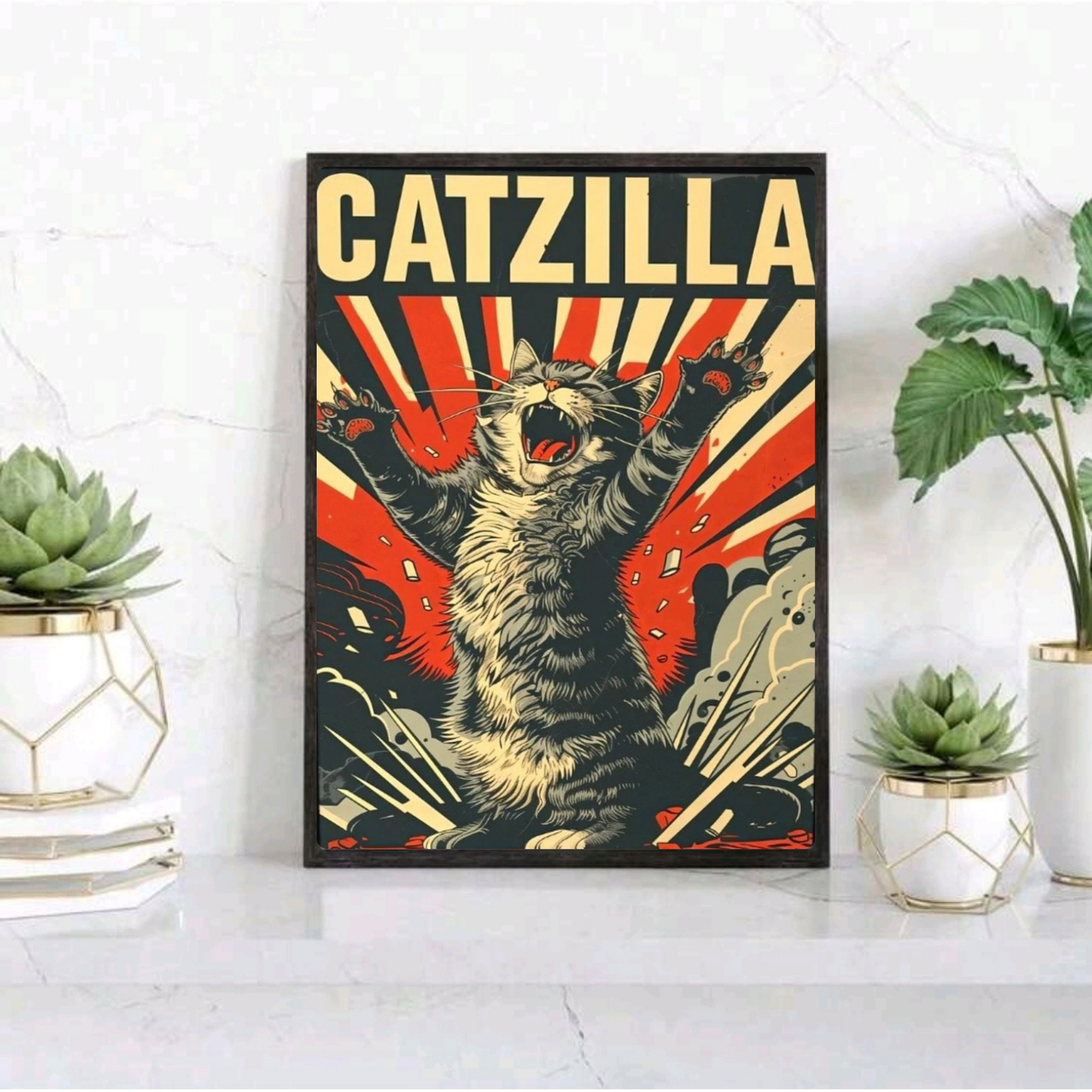 Cat poster with frame