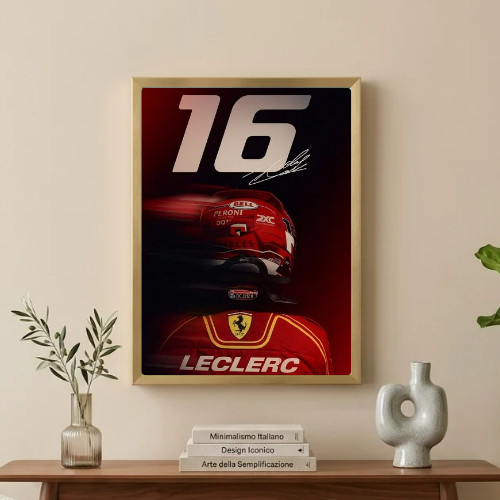 charles leclerc ferrari f1 poster with frame