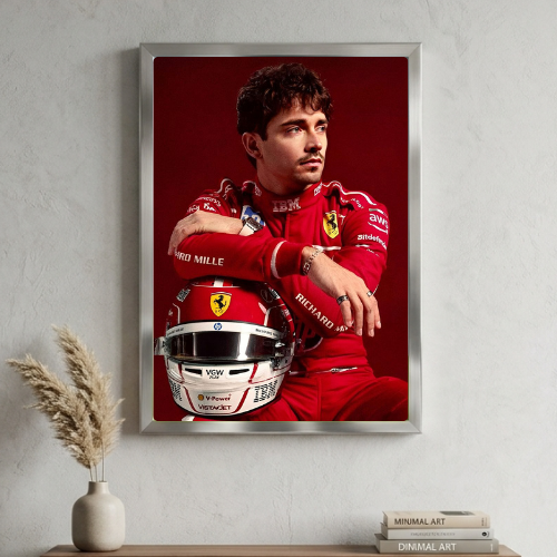 charles leclerc ferrari f1 poster with frame