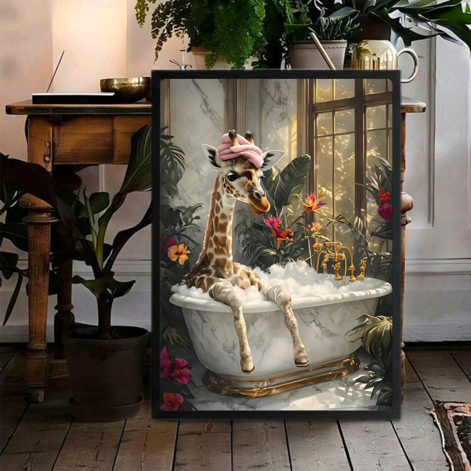 Giraffe house bathroom decor