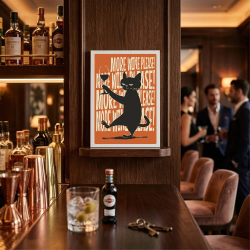 bar and restaurant decoration cat wine