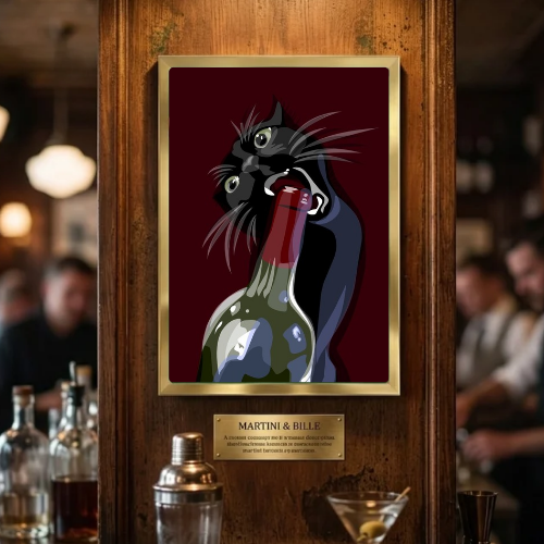 bar and restaurant decoration cat wine