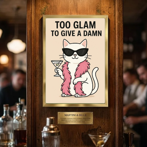 Iconic Chic Cat Girls Martini Poster