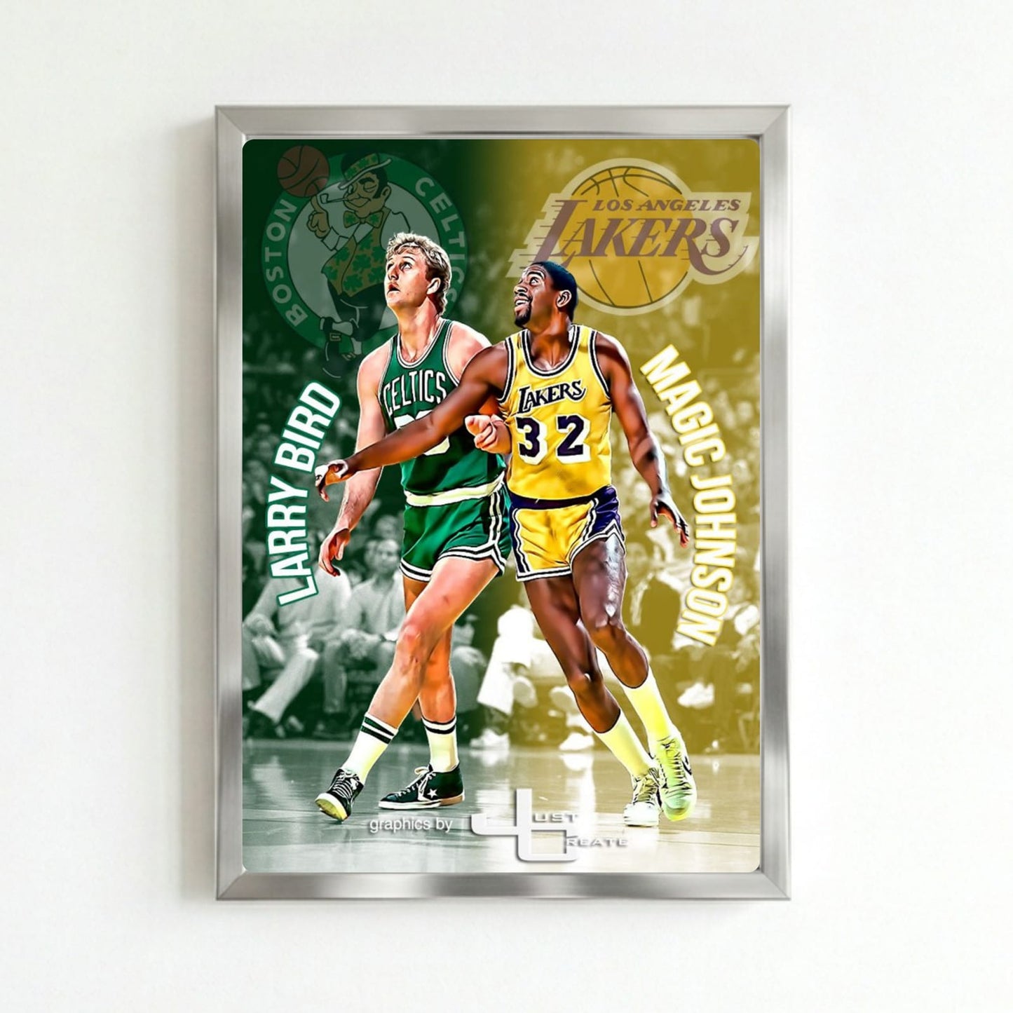 Larry Bird and Magic Johnson - Basket