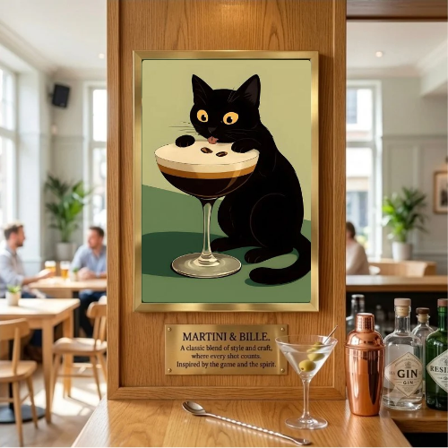 Iconic Chic Cat Martini Poster