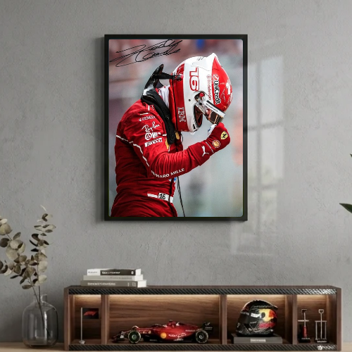 charles leclerc ferrari f1 poster with frame