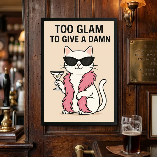 Iconic Chic Cat Girls Martini Poster