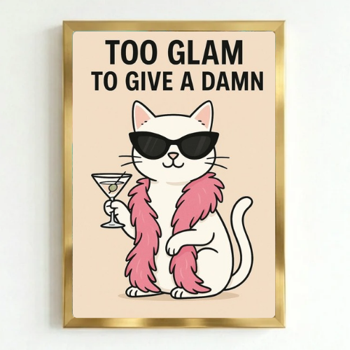 Iconic Chic Cat Girls Martini Poster