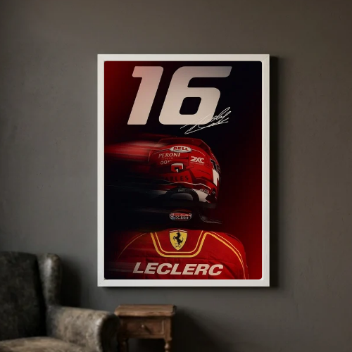 charles leclerc ferrari f1 poster with frame