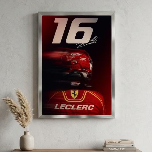 charles leclerc ferrari f1 poster with frame