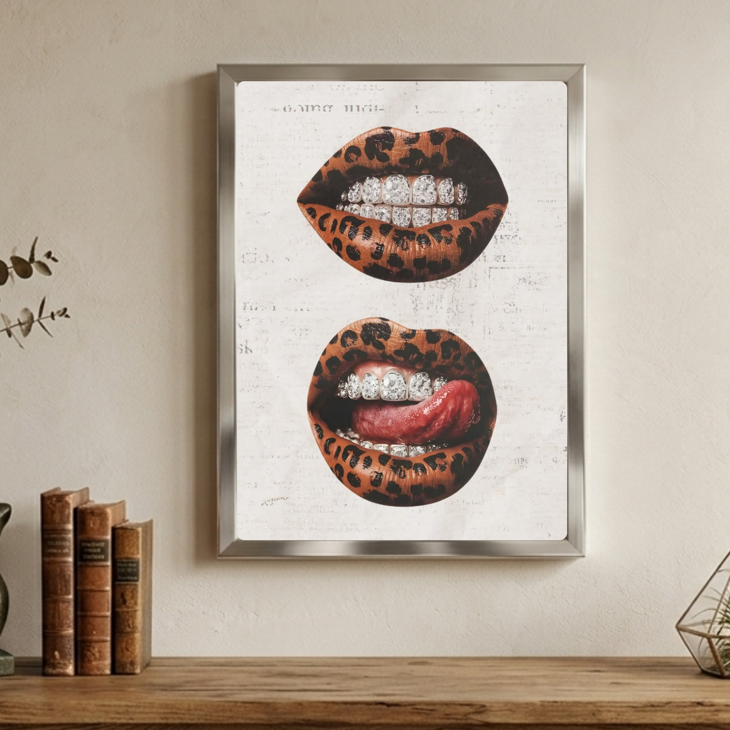 Home deco chic leopard mouth kiss