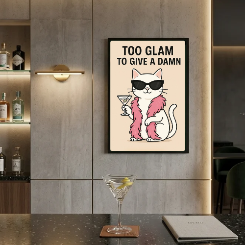 Iconic Chic Cat Girls Martini Poster