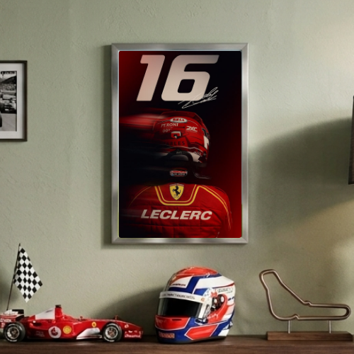 charles leclerc ferrari f1 poster with frame