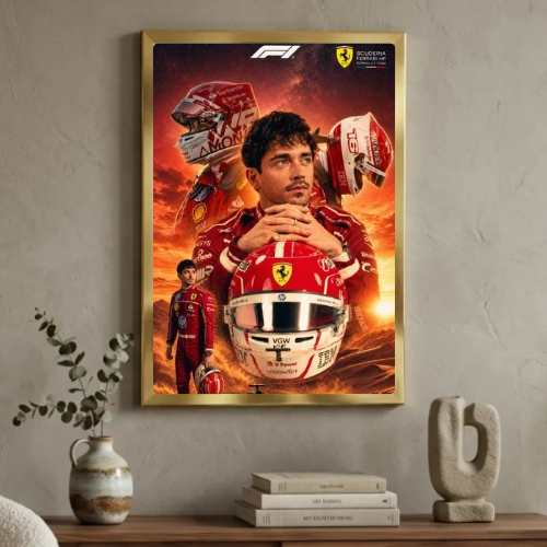 charles leclerc ferrari f1 poster with frame