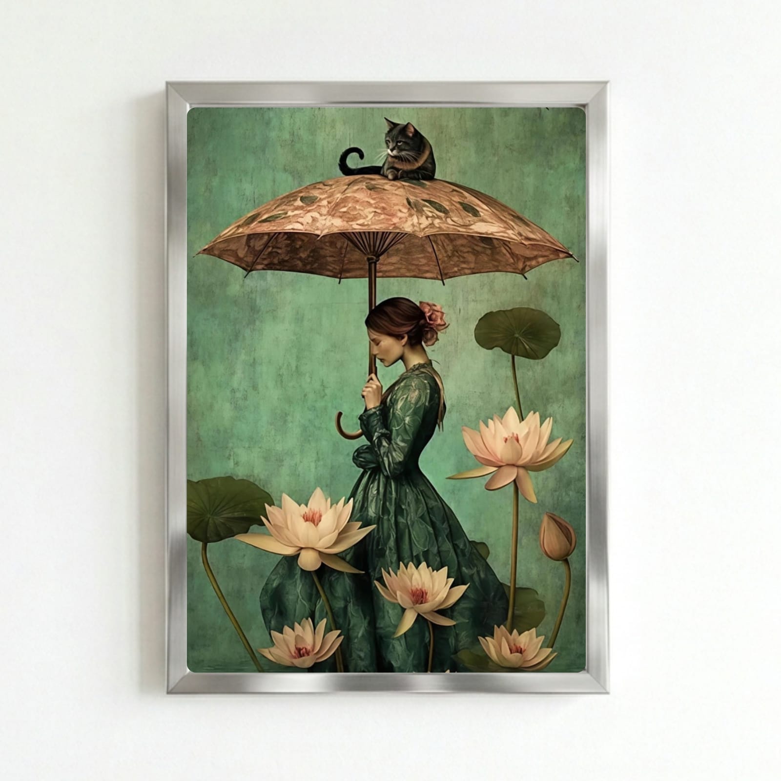 Girl flower cat house deco