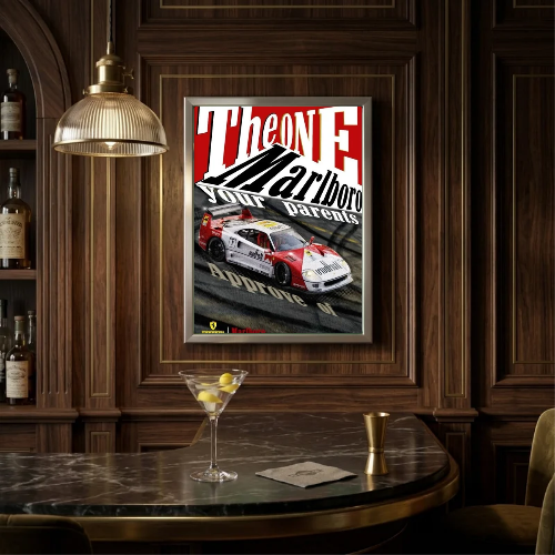 bar and restaurant decoration, Marlboro sigarette Ferrari F40 vintage car