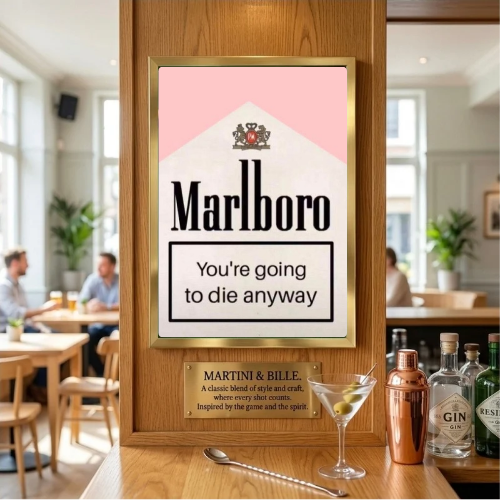 bar and restaurant decoration, Marlboro pink sigarette