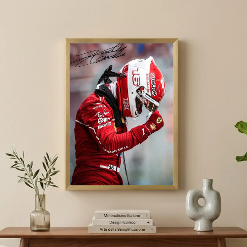 charles leclerc ferrari f1 poster with frame