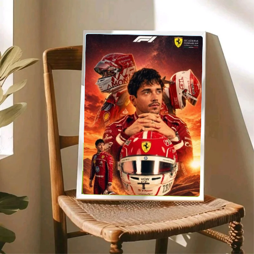 charles leclerc ferrari f1 poster with frame