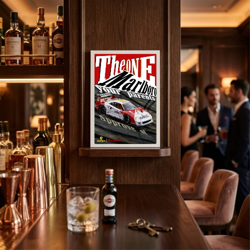 bar and restaurant decoration, Marlboro sigarette Ferrari F40 vintage car