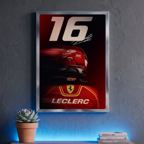 charles leclerc ferrari f1 poster with frame