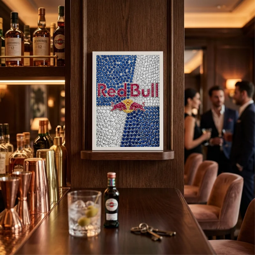bar and restaurant decoration, red bull