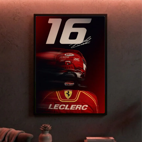 charles leclerc ferrari f1 poster with frame