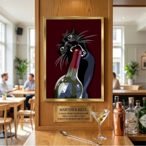 bar and restaurant decoration cat wine
